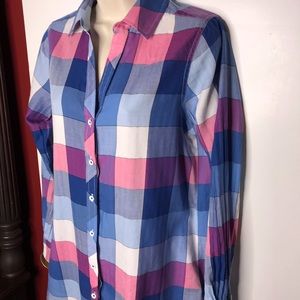 Foxcroft plaid blouse size 8